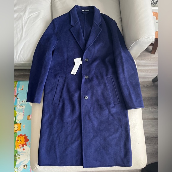 NWT - Zara Men’s Double- Faced Wool Blended Long Coat - Size L - Picture 4 of 11